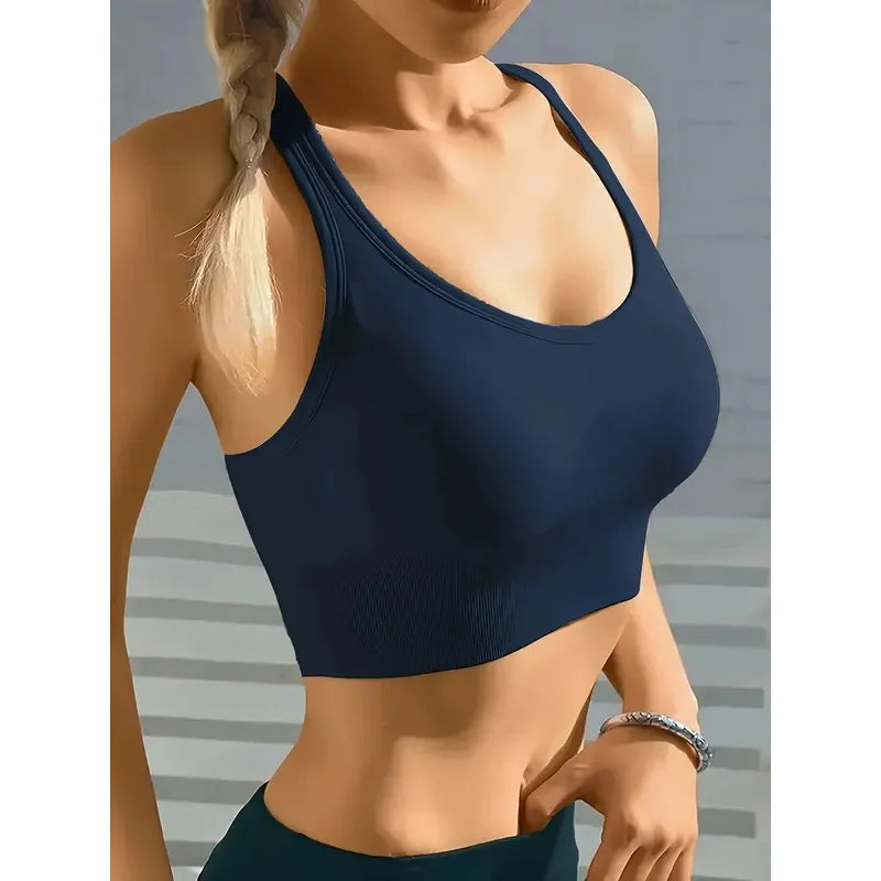 Seamless Sports Yoga Tank Bra - Breathable Push Up Comfort Workout Top for Fitness and Active Wear