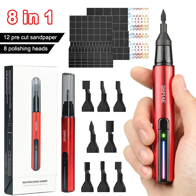 DSPIAE ES-A DIY Electric Reciprocating Sander – Grinding Pen with Sanding Heads for Plastic Models & Military Crafts