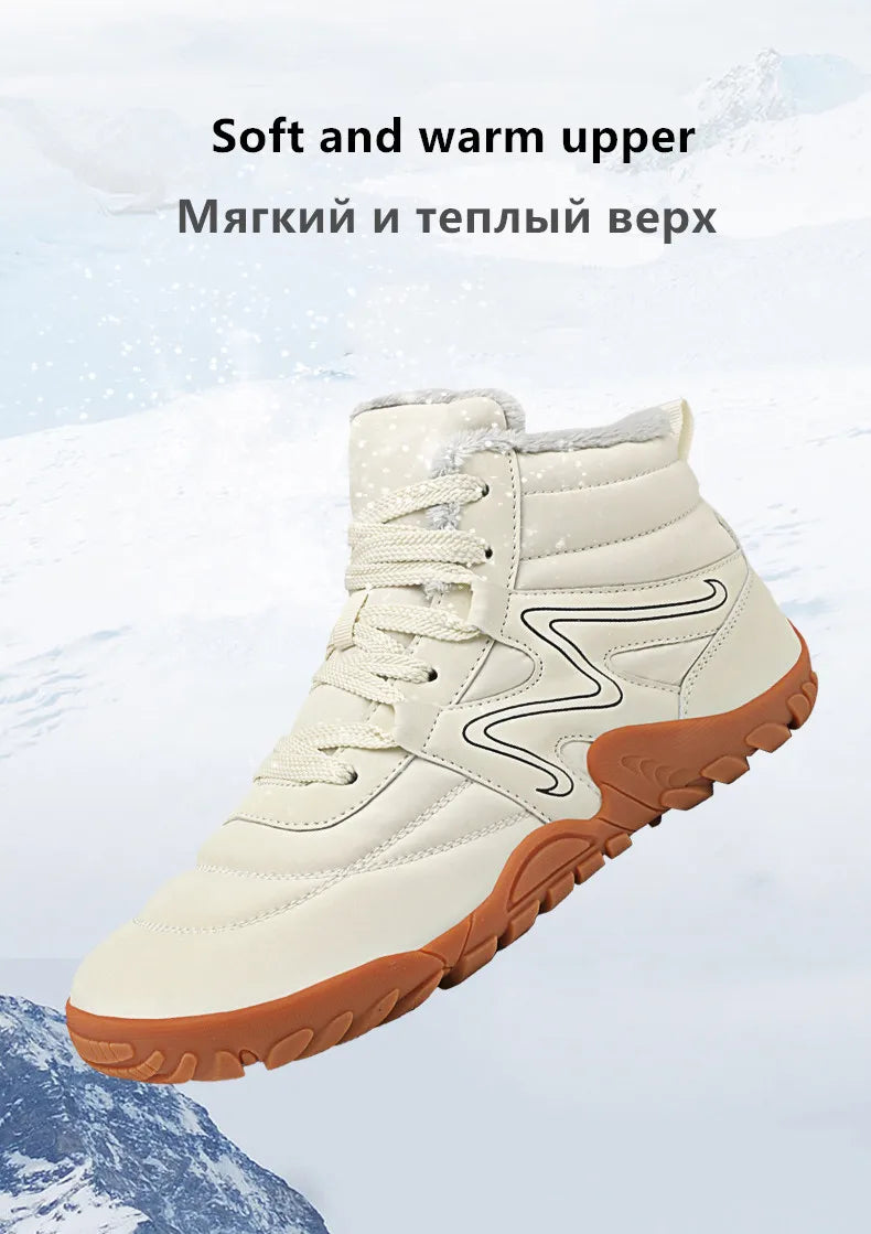 Men's Winter Boots – Snow Barefoot Outdoor Non-Slip Warm Fur Ankle Boots, Lightweight Hiking Sneakers in Plus Sizes