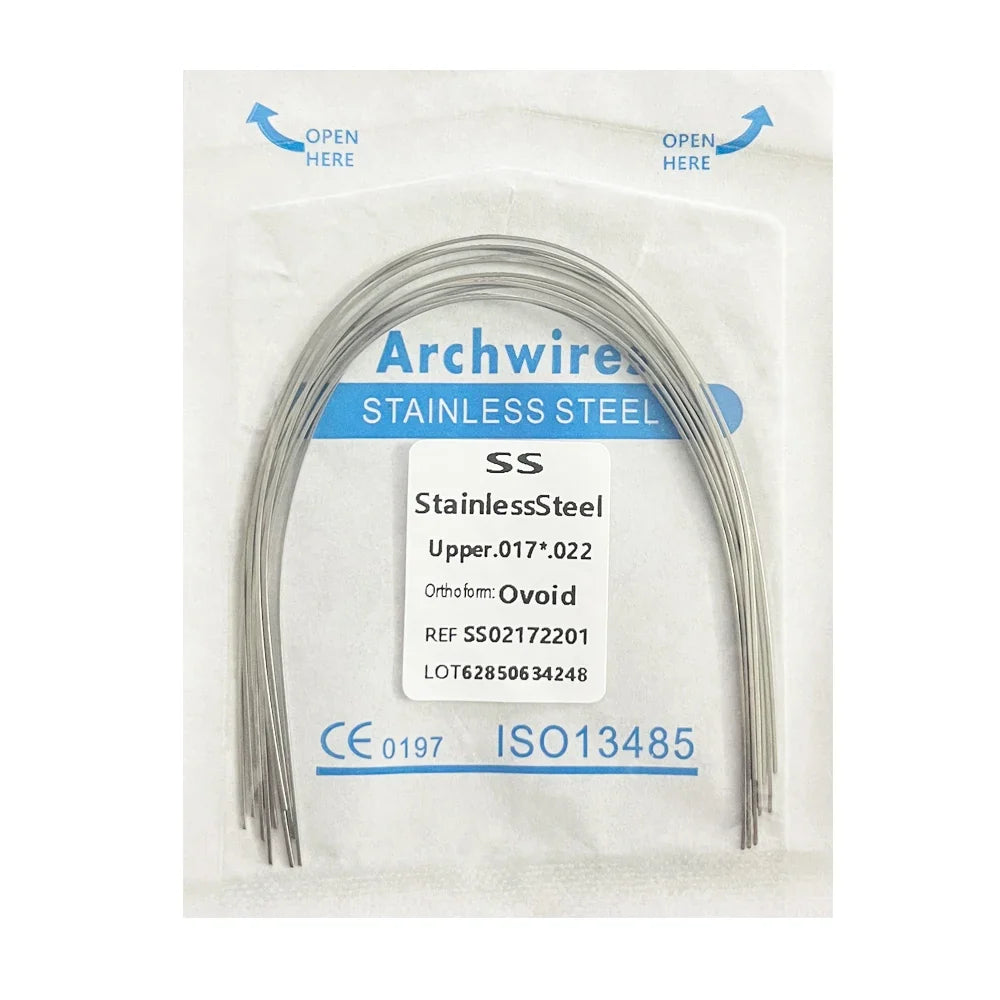 10PCS Dental Orthodontic Arch Wire Set - Stainless Steel Round & Rectangular Dentist Ovoid Form Material