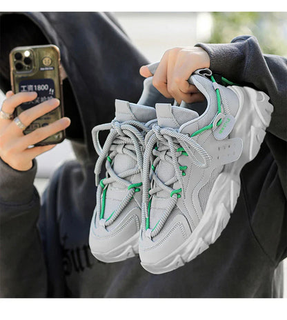 Men's Breathable Casual Sneakers - Thick Soled Soft Soles Tennis Shoes for Outdoor Running & Comfort