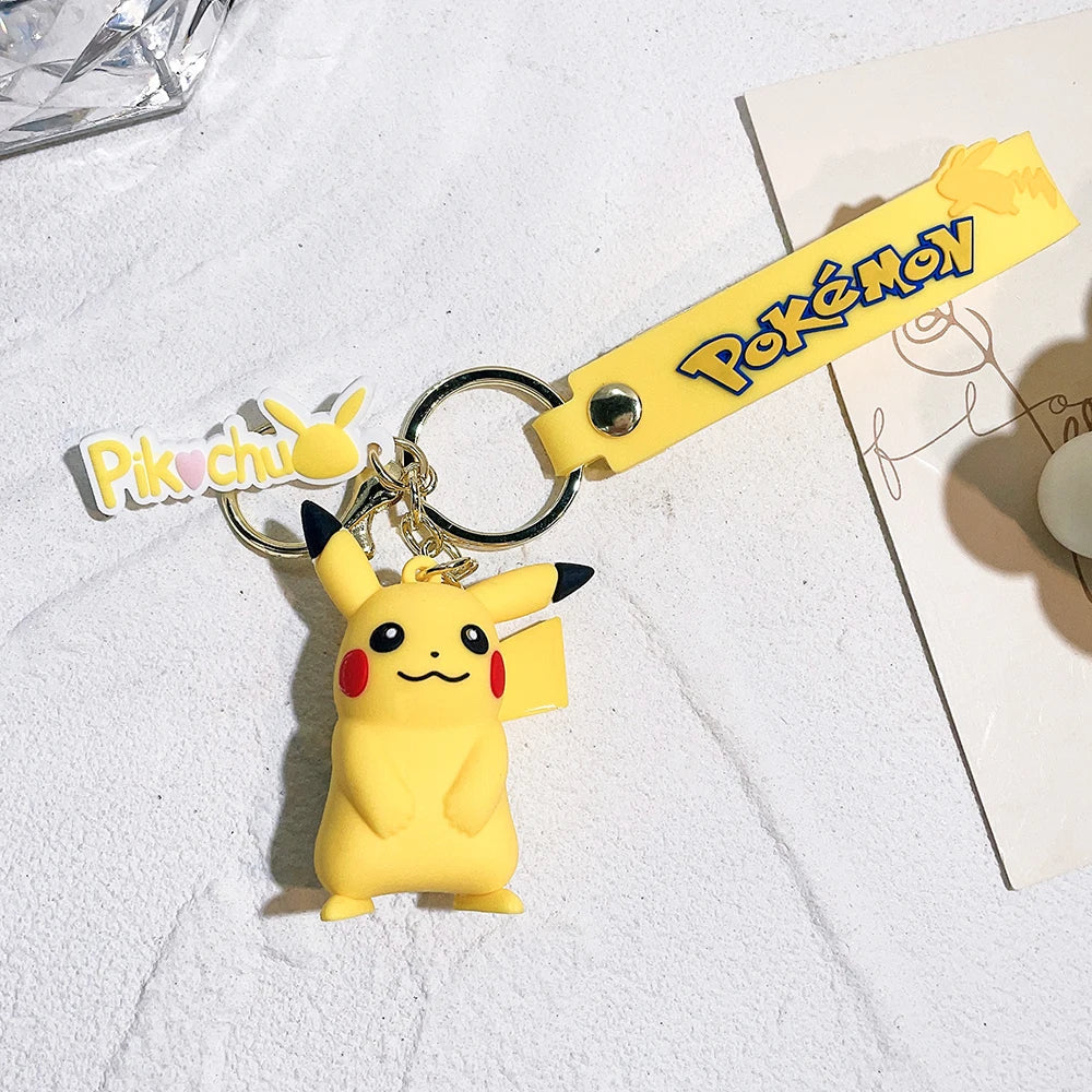 Pokemon Keychain – Pikachu, Charmander & Psyduck Anime Toy, Kawaii Cartoon Doll Pendant for Car, Bag, Kid Gift