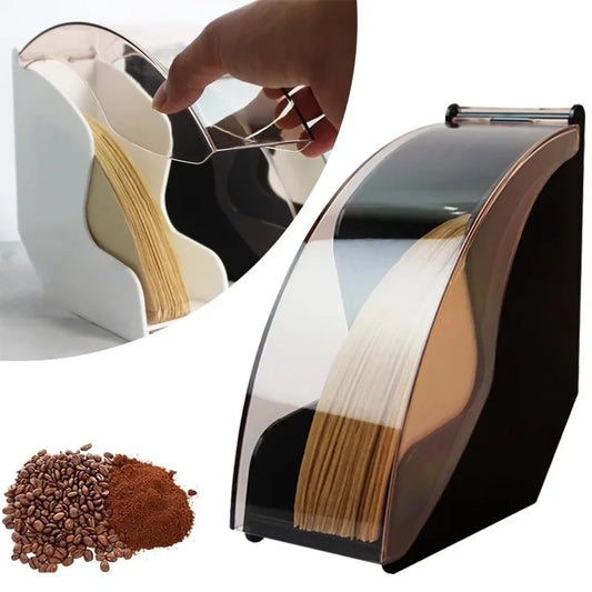 Hand Drip Coffee Filter Holder — Acrylic Cover Storage Rack & Dispenser, Barista Tool for Coffee Filters