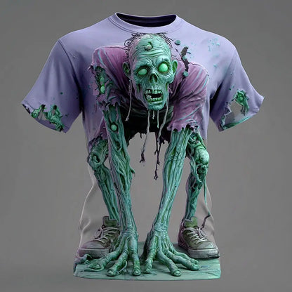 Men's 3D Zombie Halloween T-Shirt - Horror Visual Illusion Short Sleeve Casual Streetwear