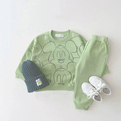 Designer Cartoon Tracksuit – Baby Boy & Girl Summer T-shirt & Shorts Set, Casual Solid Color Outfit