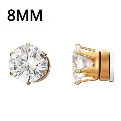 Crystal Magnetic Ear Studs – Punk Round Zircon Non-Piercing Earrings for Men & Women