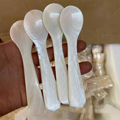 Mother of Pearl Shell Spoon 9-13CM — Natural Seashell Stirring Spoon for Coffee & Desserts