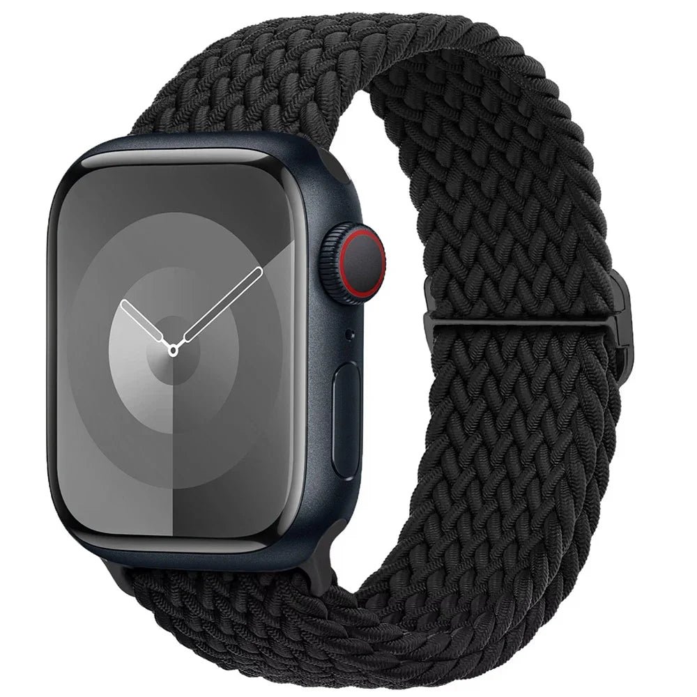 Braided Solo Loop Apple Watch Ultra Band – Elastic Nylon Sport Bracelet for iWatch SE, Series 3–9 (38mm–49mm) Strap
