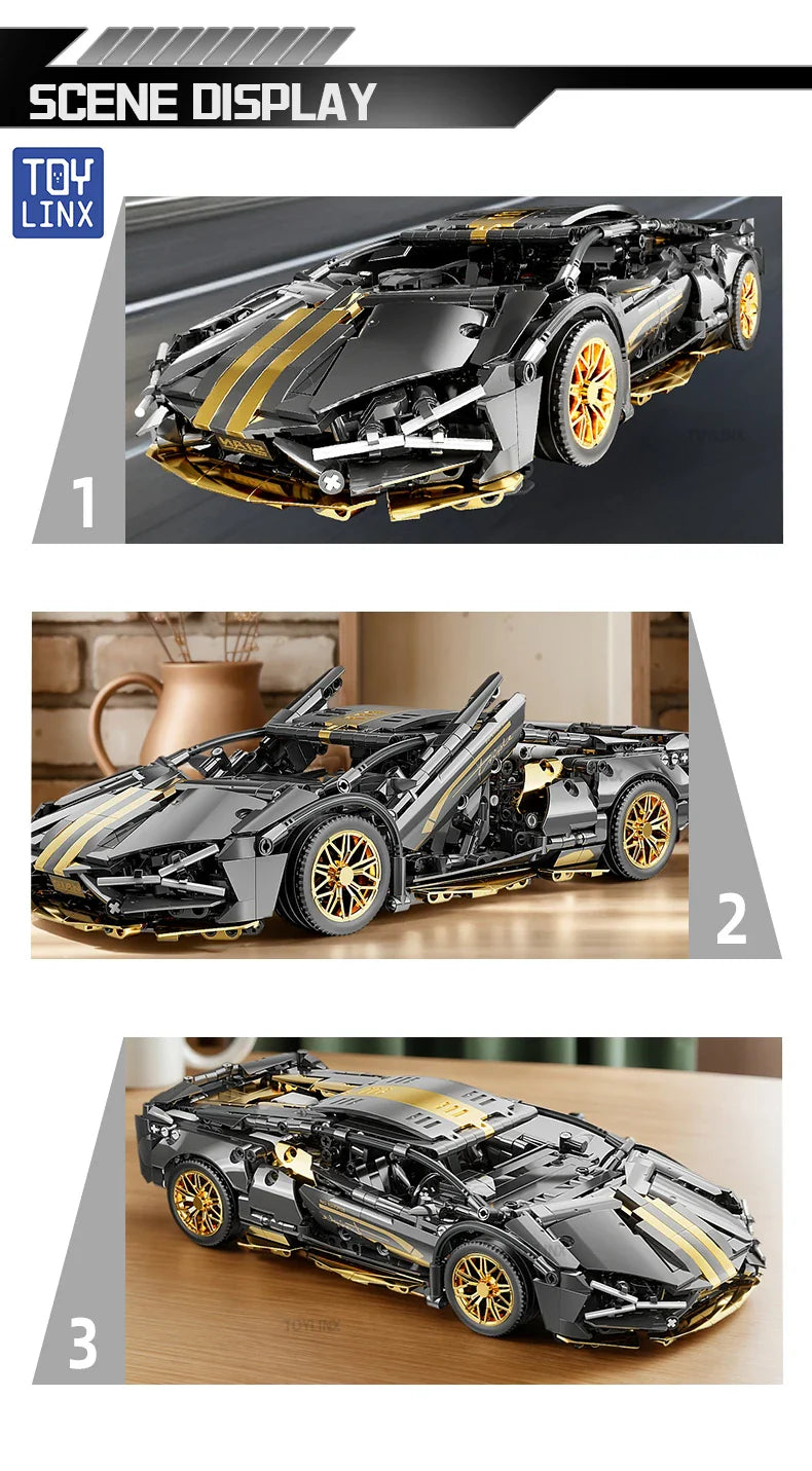 ToylinX 1:14 Supercar Building Block Toy – Optional Power Group, Technology Design for Adults & Kids, Christmas Gift with Box