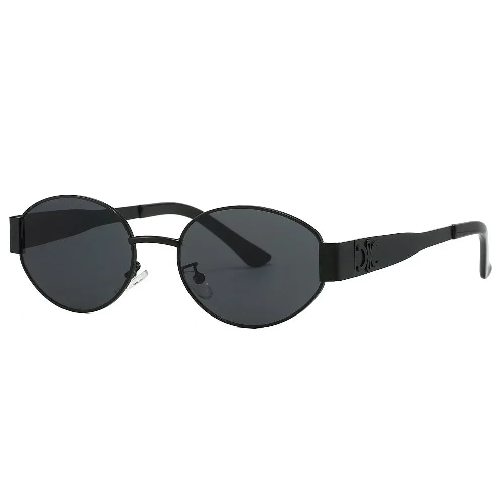 Luxury Metal Brand Sunglasses for Men & Women – Unisex Designer Oval Fashion Eyewear UV400 Shades