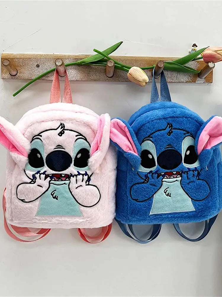 New Disney Plush Backpack – Japanese Blue Stitch Cartoon, Large-Capacity Student & Kindergarten Bag for Kids’ Gifts