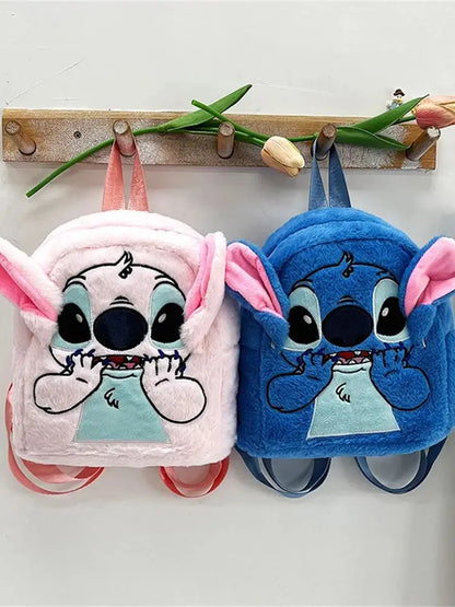 New Disney Plush Backpack – Japanese Blue Stitch Cartoon, Large-Capacity Student & Kindergarten Bag for Kids’ Gifts