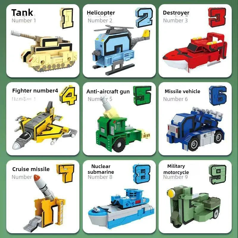 Transforming Robot Action Figure Set – Car Model Alphabet & Math Educational Deformation Toys for Kids Learning & Play