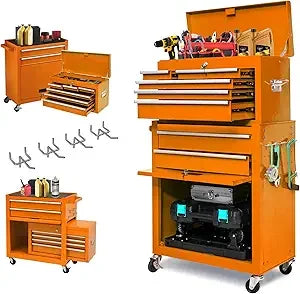8-Drawer Rolling Tool Chest – Mobile Tool Box with Wheels, Garage Storage Cabinet