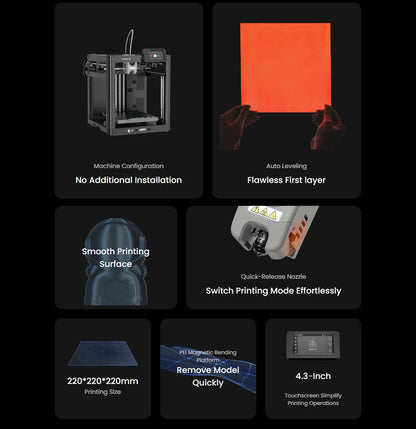 Flashforge Adventurer 5M 3D Printer – High-Speed, Full-Auto Leveling, Direct Extruder, Power Loss Recovery & Flexible PEI Plate