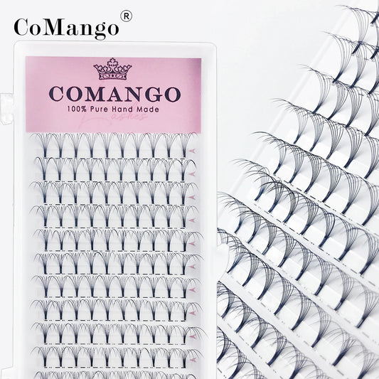 CoMango Premade Volume Fans Short Stem Russian Eyelash Extensions — 3D-10D Faux Mink Lashes Wholesale