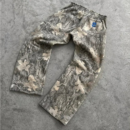 Y2K Camouflage Sweat Pants — Men’s High Street Hip Hop Oversized Baggy Unisex Streetwear