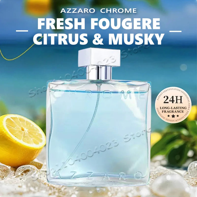 Azzaro Chrome Eau de Toilette 100ml — Fresh Aquatic Citrus Woody Musk Men's Cologne, Luxury Fragrance for Men