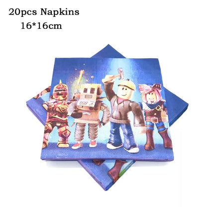 Hot Roblox Theme Party Tablecloth – 108×180cm Disposable Birthday Party Supplies for Boys, Party Decorations & Tableware