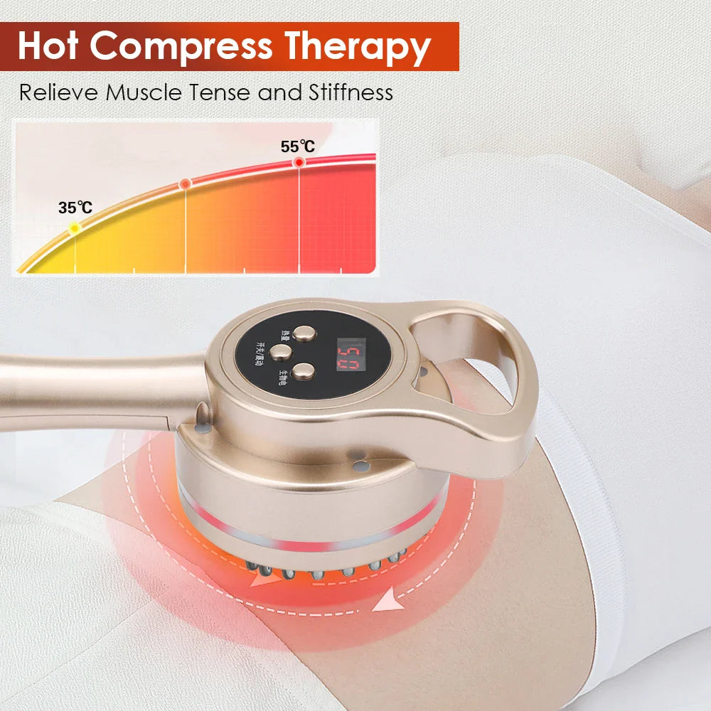 Microcurrent Meridian Brush Massager for Cellulite, Lymphatic Care, Infrared Heating & Vibration Body Scraping Device
