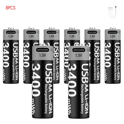 MATOV USB Rechargeable Li-ion AA 3400mWh & AAA 1100mWh 1.5V Batteries Pack