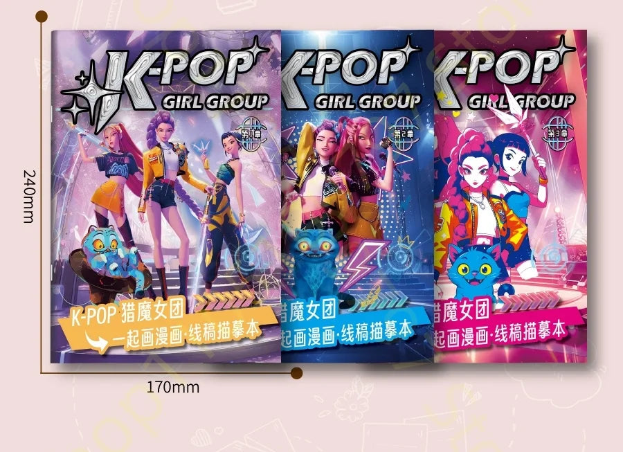 2025 KPop Demon Hunter Coloring Book – Line Drawing Picture Book, Painting Activity for Kids, Birthday Gift