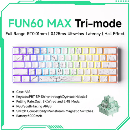 Akko MonsGeek FUN60 60% Mechanical Gaming Keyboard – Magnetic Switch, 8K Rapid Trigger, ARGB HE/TMR Custom Keyboard