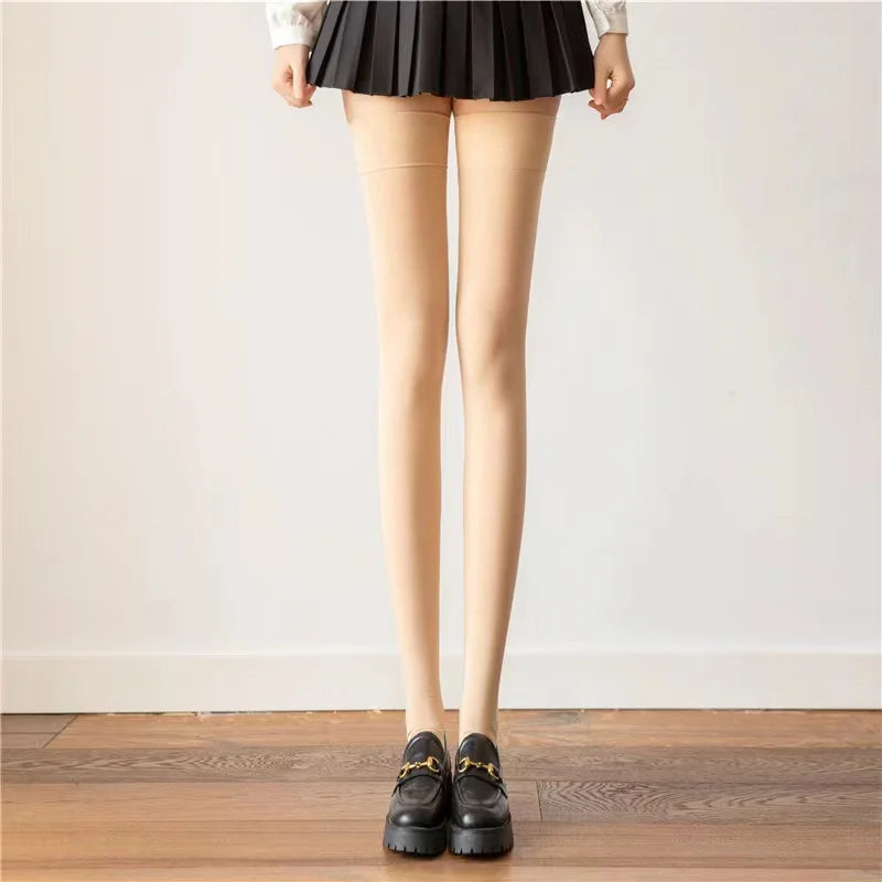 Over The Knee Velvet Thigh High Socks for Women & Girls – Elastic Anti-Slip White Long Tube Uniform Stockings (Up to 190cm Fit)