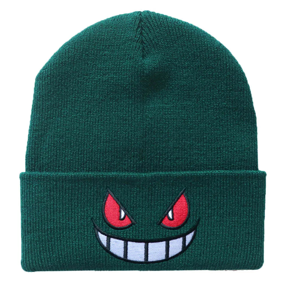 6 Colors Gengar Pokemon Knitted Hat – Cute Anime Wool Embroidered Warm Cap for Girls