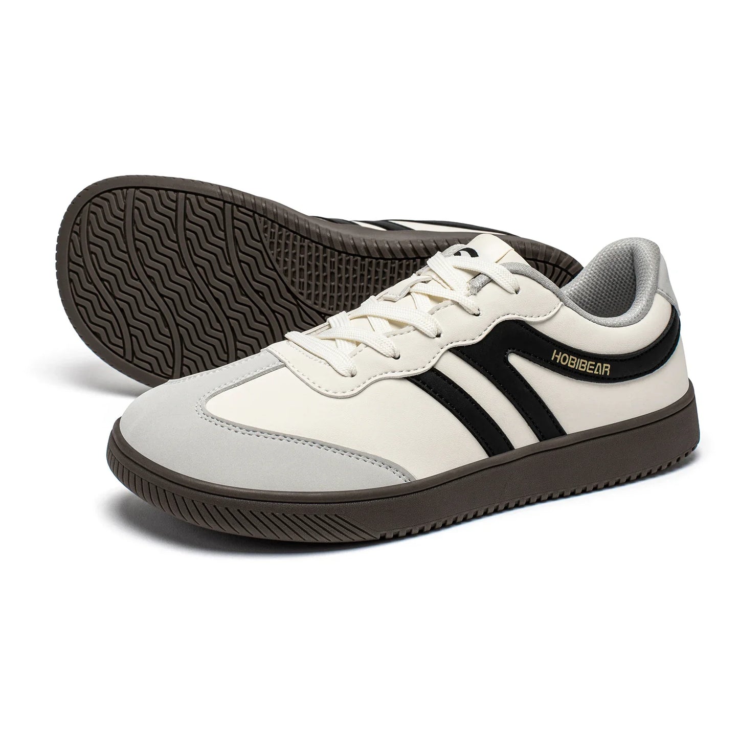 HOBIBEAR Unisex Wide Toe Sneakers – Retro Casual Lace-Up Leather Shoes for Men & Women
