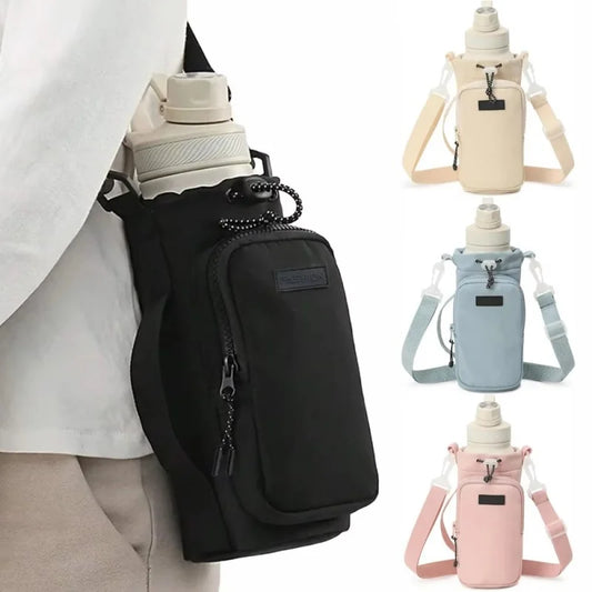 Unisex Water Bottle Carrier Bag with Strap – Insulated Crossbody Sling with Phone Pocket for Travel & Outdoor Use