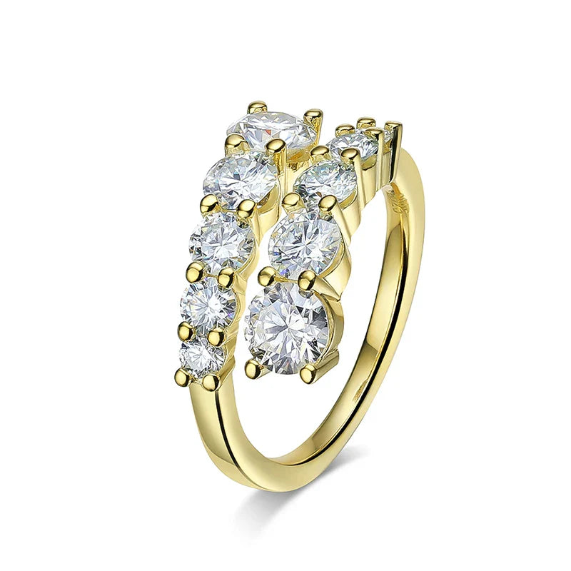 Smyoue 10-Gem Moissanite Ring for Women — Sparkling Lab-Created Diamond Wedding Band, 925 Sterling Silver Jewelry