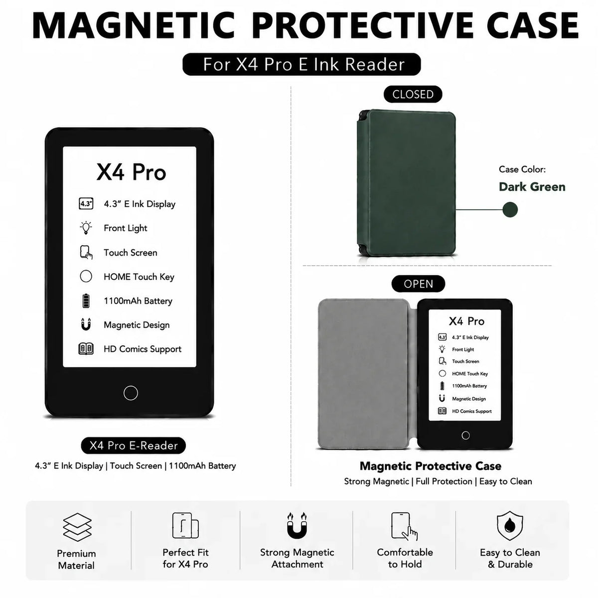 XTEINK X4Pro E-Reader - 3.7-Inch Portable E-Ink Reader with 16GB Storage & High-Resolution Display