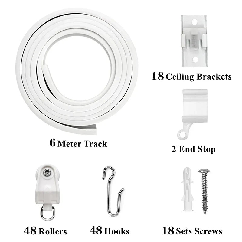 1–6M Flexible Bendable Curtain Track – Silent Ceiling Rail for Bedrooms, Bathrooms, Balconies & Room Dividers