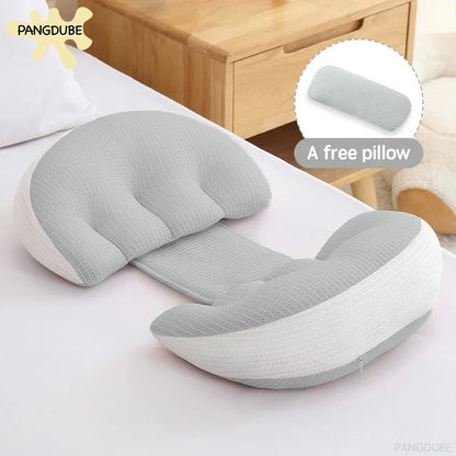 PANGDUBE Pregnancy Pillow — Cotton Body Pillow with Free Waist Support Auxiliary Pillow for Pregnant Women Sleeping