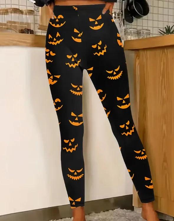 Women's Halloween Skeleton 3D Print Leggings - Stretchy Workout Yoga Pants, Slim Fit Fashion Tights
