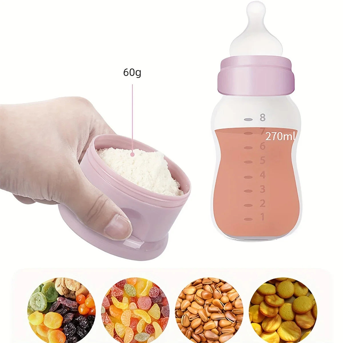 Large Capacity Baby Formula Container - Portable Stackable Milk Powder Dispenser with Strap & Snack Storage Box