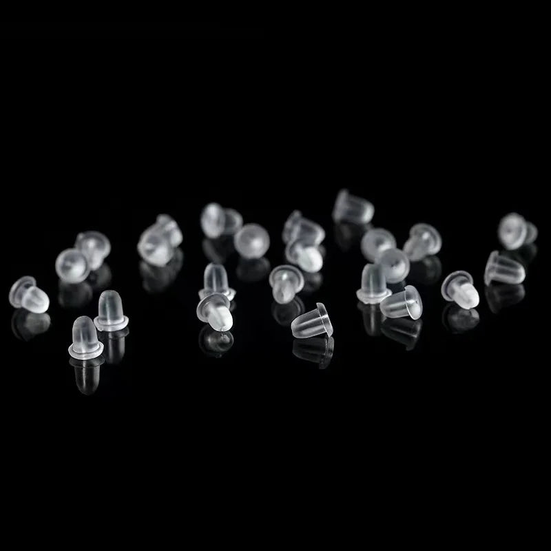 100pcs Clear Silicone Earring Backs – Soft Rubber Safety Bullet Stopper Jewelry DIY Accessories Ear Plugs Replacement