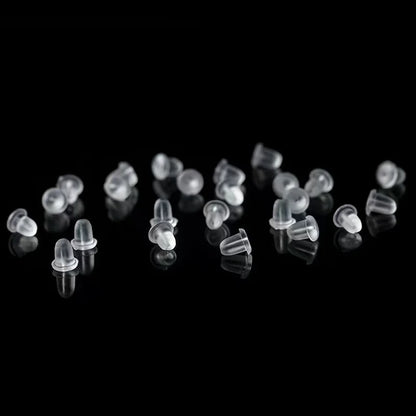 100pcs Clear Silicone Earring Backs – Soft Rubber Safety Bullet Stopper Jewelry DIY Accessories Ear Plugs Replacement