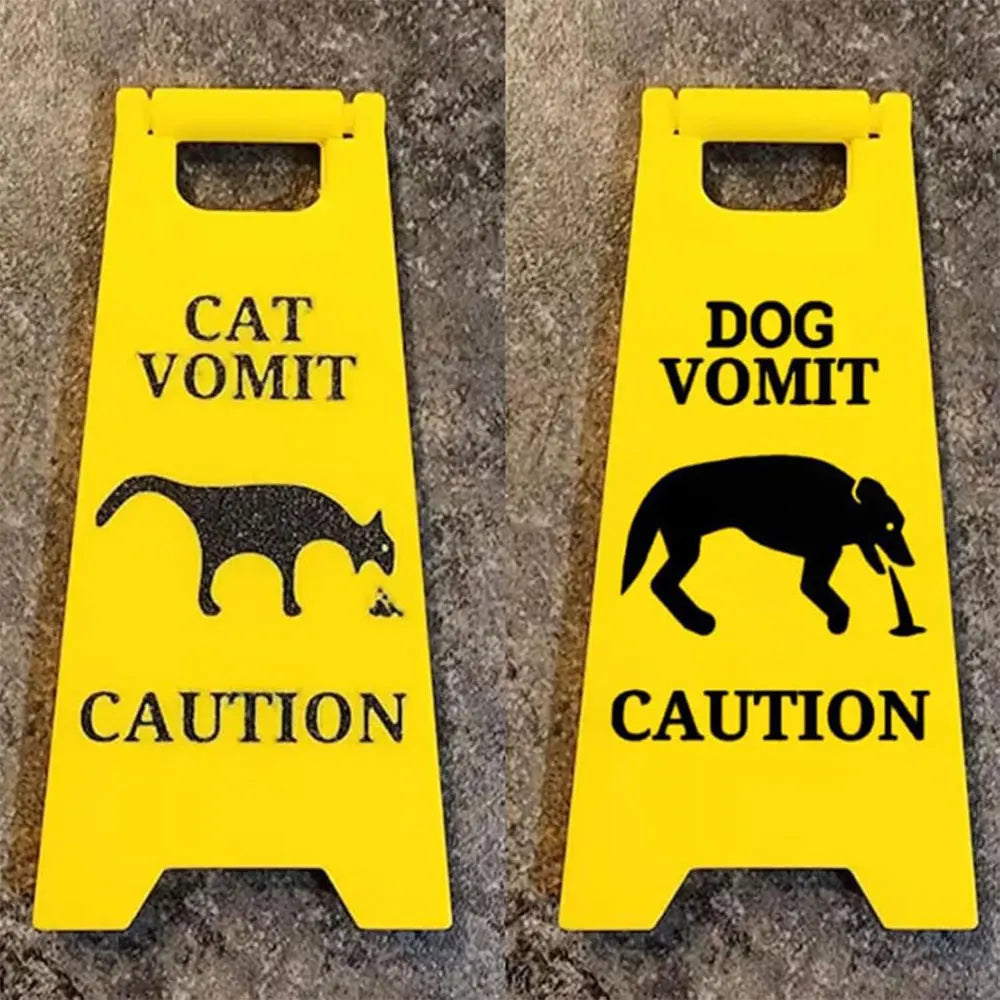 Funny Cat & Dog Vomit Yard Sign – Bright Yellow Outdoor Novelty Gift