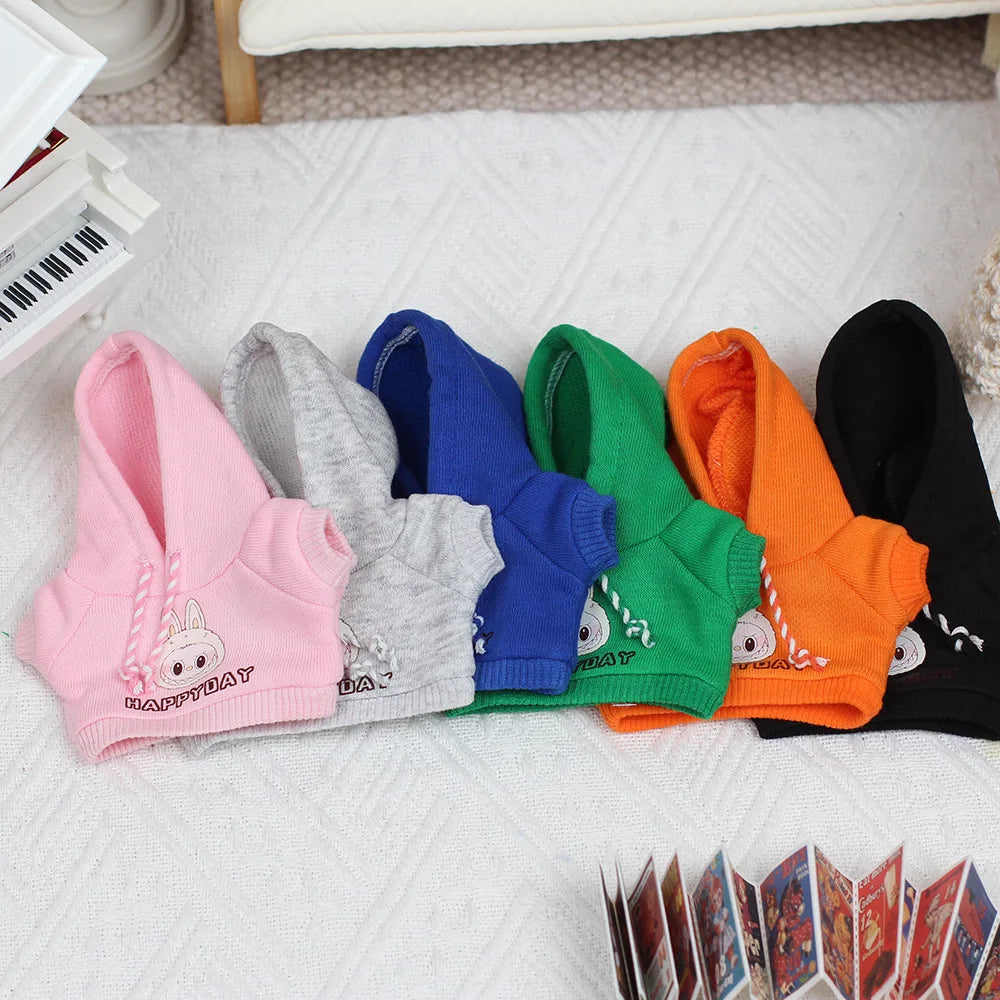 17cm Labubu Clothes - Heart-Beating Sweatshirt for Macaron Labubu Dolls