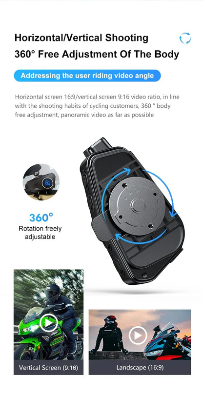 Motorcycle Bluetooth Helmet Headset BT5.3 - HD 1080P Driving Recorder, Wireless Camera & Call Headset with Hard Disk Video Recorder