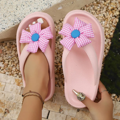 Women’s Phalaenopsis Flower Flip Flops - Cute Multicolor Summer Slippers