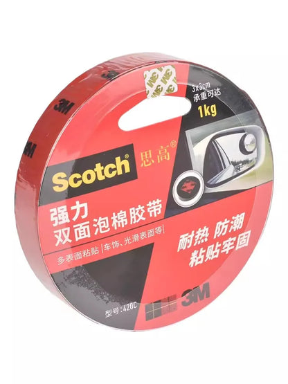 Original 3M Double-Sided Adhesive Tape - 3M Scotch Foam Mounting Waterproof Tape for Car, LED Lights & Office Use