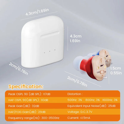 Rechargeable Invisible Hearing Aids for Elderly – Mini Wireless ITE Sound Amplifier Listening Device