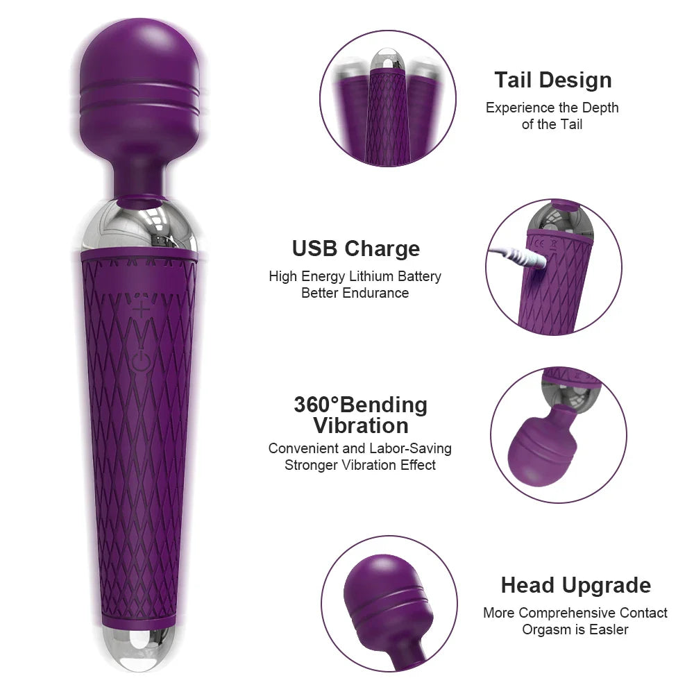 20-Speed Powerful AV Vibrator Magic-Wand - Clitoris Stimulator Sex Toy for Women - G-Spot Massager Erotic Product