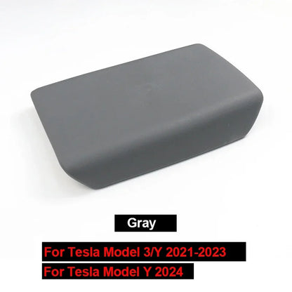Tesla Model 3/Y 2023-2024 Armrest Protector Box Cover – Soft White TPE Center Console Pad for Model 3 Highland