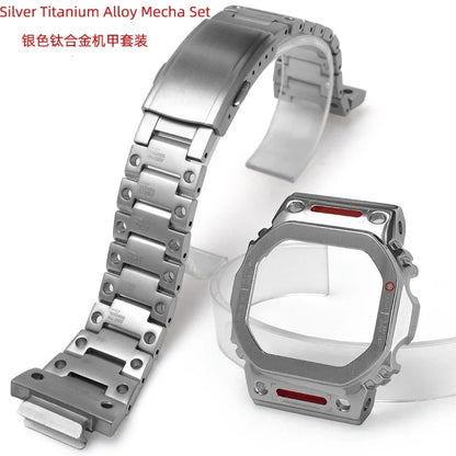 Casio G-SHOCK DW5600 Mod Kit - Stainless Steel Case Bezel & Metal Strap Replacement Set for GW-M5610/GW-B5600