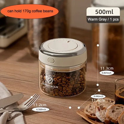 500/1100/1700ml Glass Coffee Bean Storage Jars — Vacuum Sealed, Airtight & Moisture-Proof Container with CO2 Valve for Kitchen