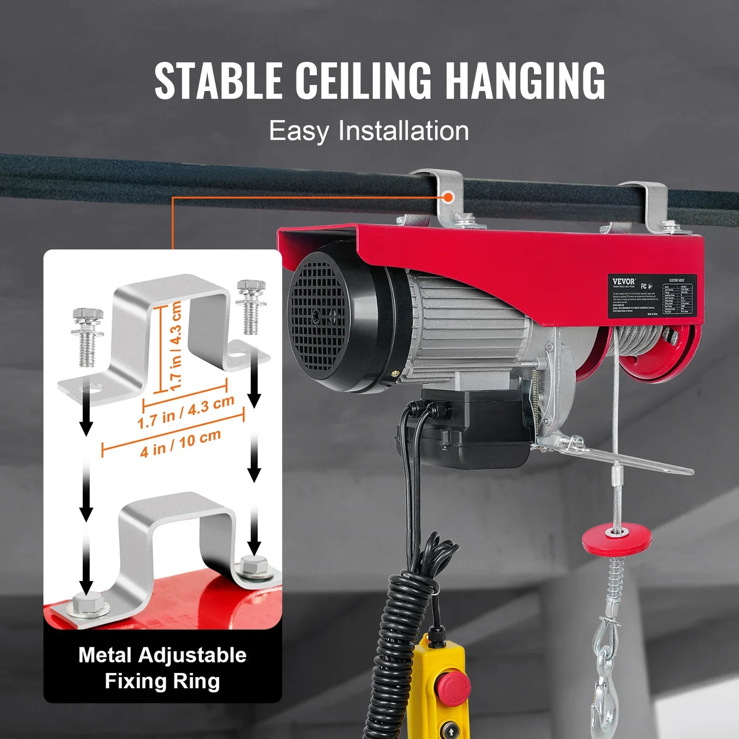VEVOR 200–800kg Electric Hoist – Cable Winch Lifting Crane with Wired/Wireless Remote for Boat, Car, Garage & Elevator